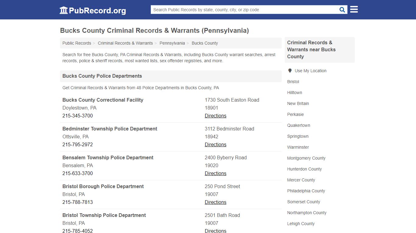 Free Bucks County Criminal Records & Warrants ...